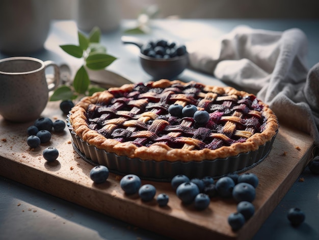 Pastel de arándanos americano casero tradicional IA generativa