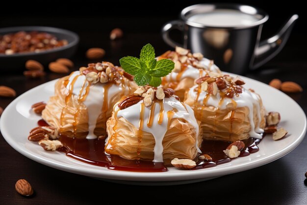 pastel de baklava con nueces y min