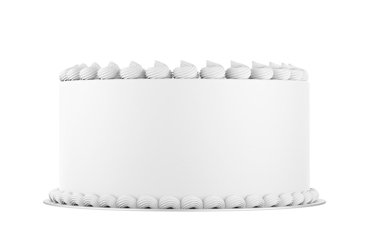 Un pastel blanco con glaseado blanco