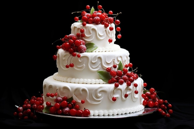 Pastel de boda con una estatuilla de los recién casados