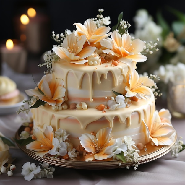 un pastel de boda con la palabra icing en él