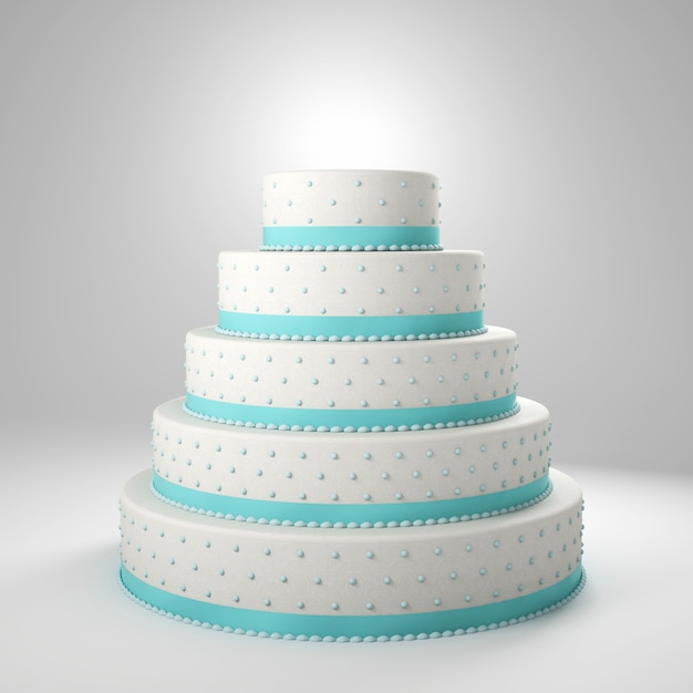 Pastel de bodas con detalles azules.