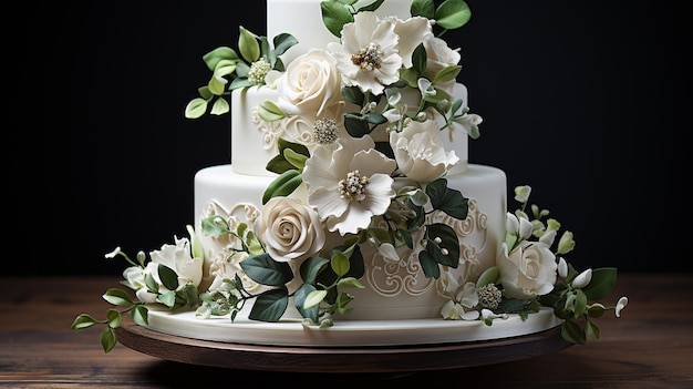 pastel de bodas con flores blancas