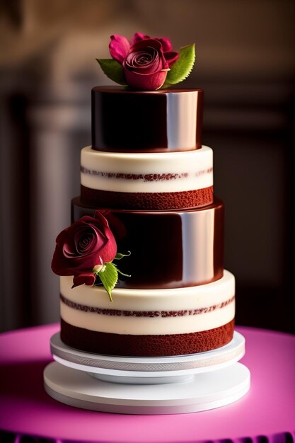 pastel de bodas de rosas de chocolate