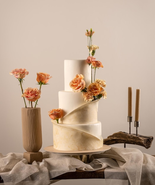 Pastel de bodas de tres niveles