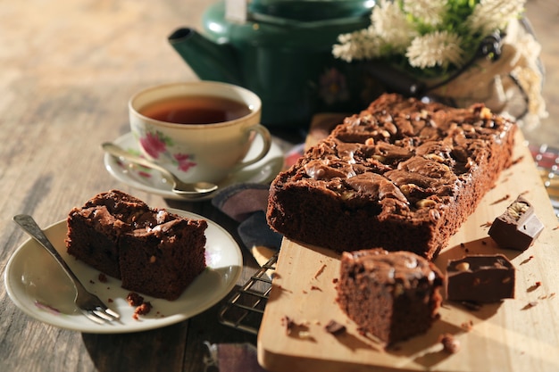 pastel de brownies de chocolate