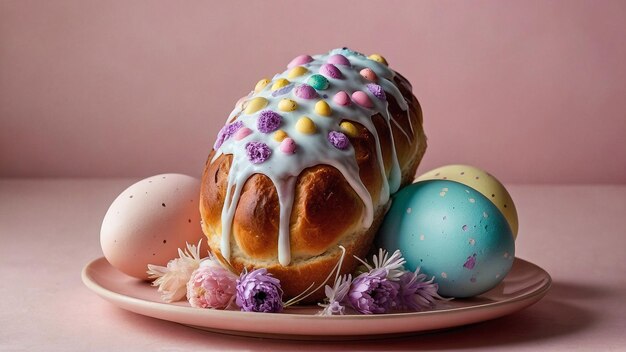 Foto el pastel de bundt en el plato