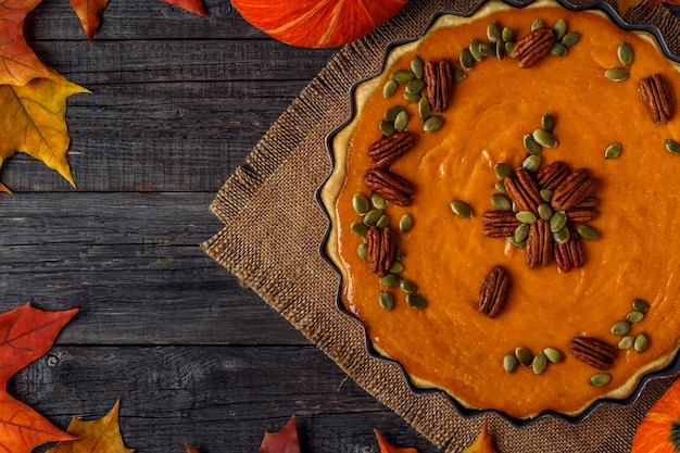 Pastel de calabaza casero para el Día de Acción de Gracias.