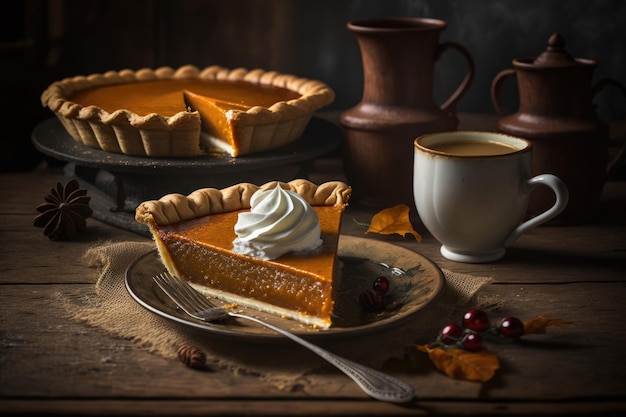 Pastel de calabaza Ilustración IA generativa