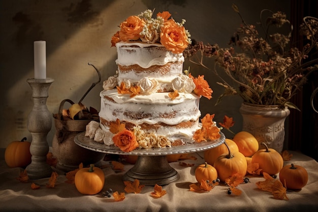 Pastel de calabaza rústico con coberturas crujientes