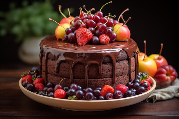 Pastel de caramelo de chocolate con capas de ganache