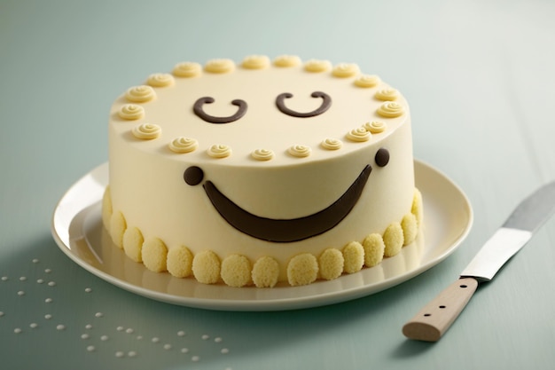 Un pastel con una carita sonriente