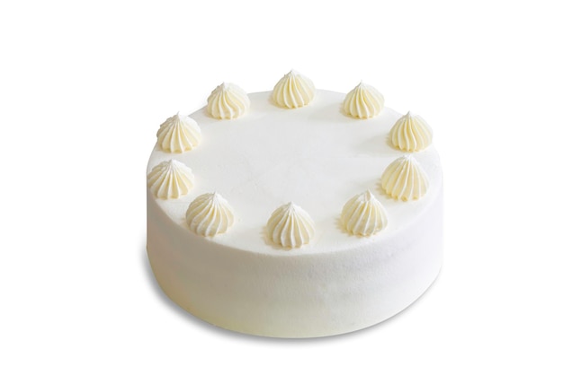Foto pastel casero sobre fondo blanco aislado con trazados de recorte bizcocho normal