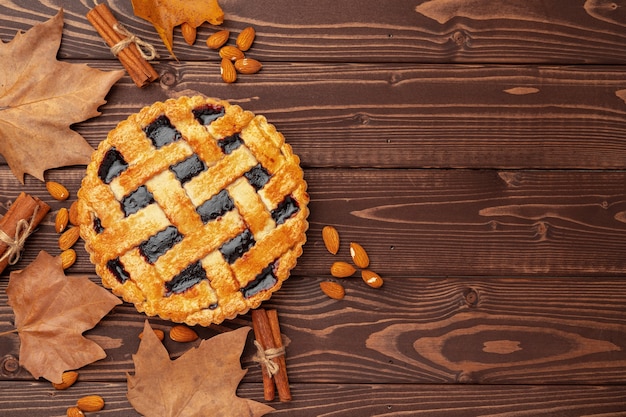 Pastel casero tradicional para el día de acción de gracias