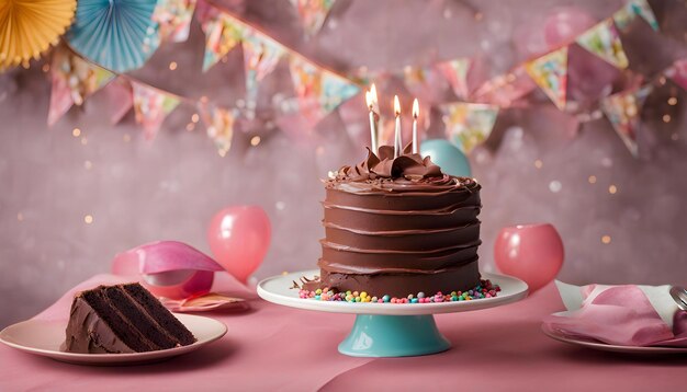 Pastel de celebración de chocolate para la fiesta de cumpleaños