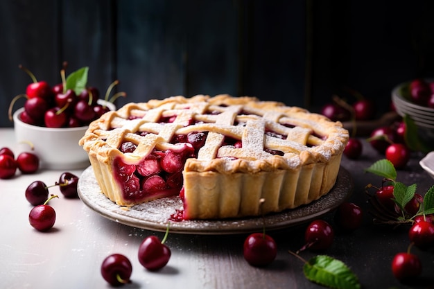 Pastel de cereza casero entero