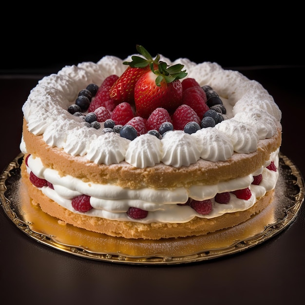 pastel de chantilly con bayas