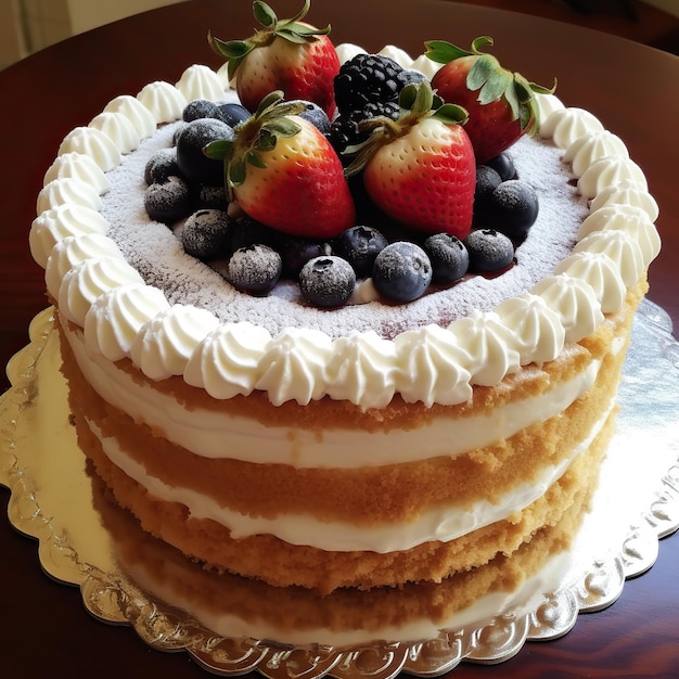 pastel de chantilly con bayas