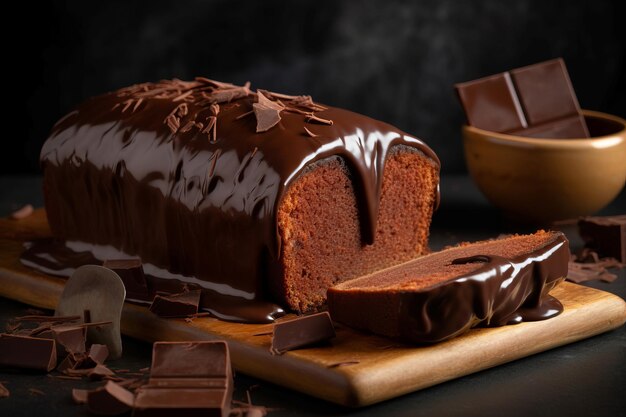 Pastel de chocolate café chocolate sabroso receta en rodajas Generar Ai
