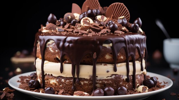 pastel de chocolate casero decorado con chocolate