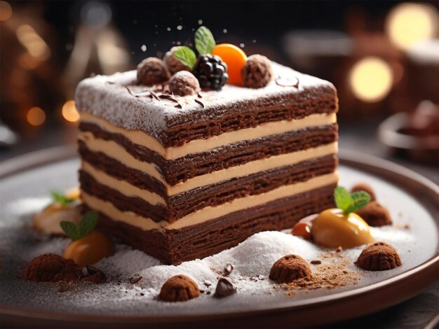 un pastel de chocolate con chocolate