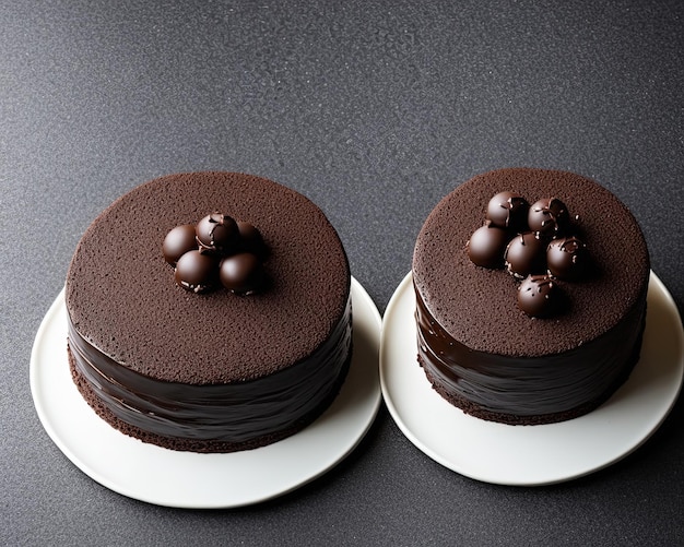 pastel de chocolate con crema y nueces sobre un fondo oscuro