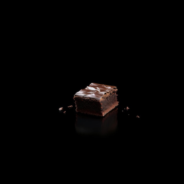 Un pastel de chocolate decadente en un fondo oscuro