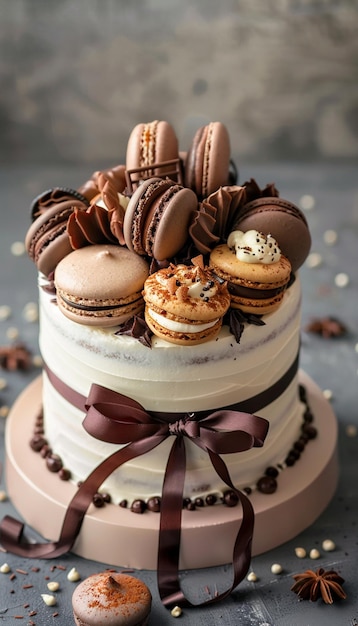 un pastel con chocolate y galletas de vainilla en la parte superior