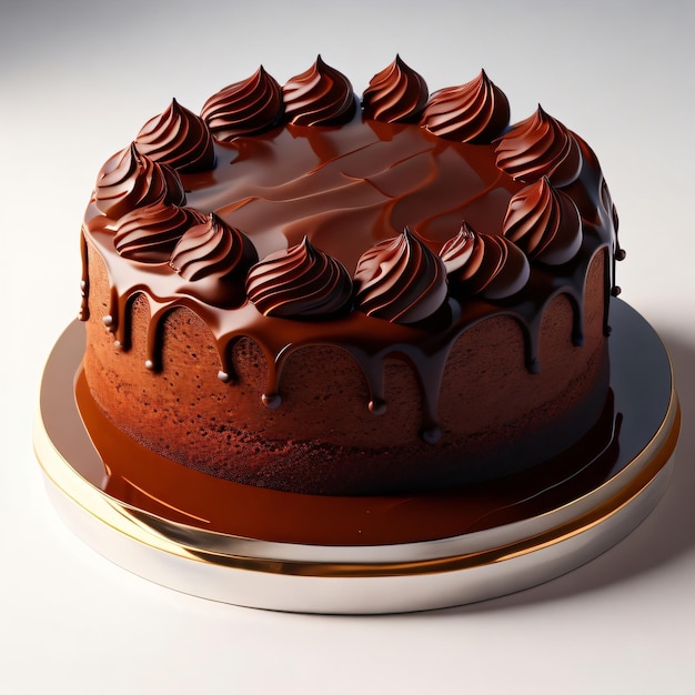 Un pastel de chocolate con glaseado de chocolate