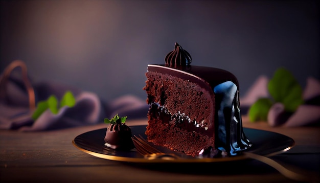 Pastel de chocolate en la mesa regalo de vacaciones