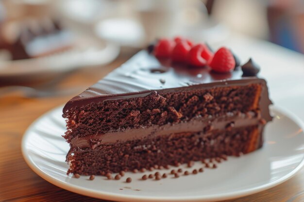 Pastel de chocolate en un plato blanco