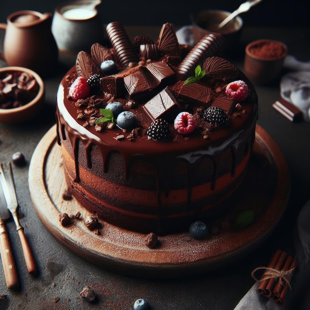 pastel de chocolate en un plato