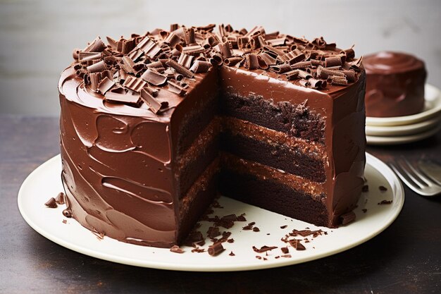 Pastel de chocolate con un poco de azúcar en polvo