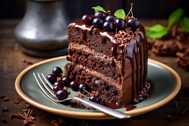 Pastel de chocolate con un poco de azúcar en polvo