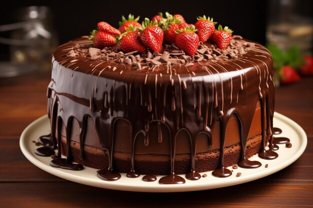 Pastel de chocolate con un poco de azúcar en polvo