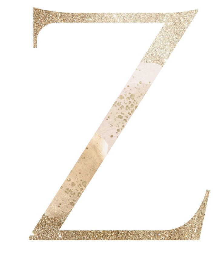 Foto pastel claro dorado mayúscula z con manchas de acuarela beige ilustración aislada elemento de vacaciones brillante símbolo del alfabeto espumoso para boda y diseño de papelería festiva