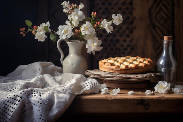 El pastel de comodidad saludable en el pastel de serenidad blanca fotografía de imágenes