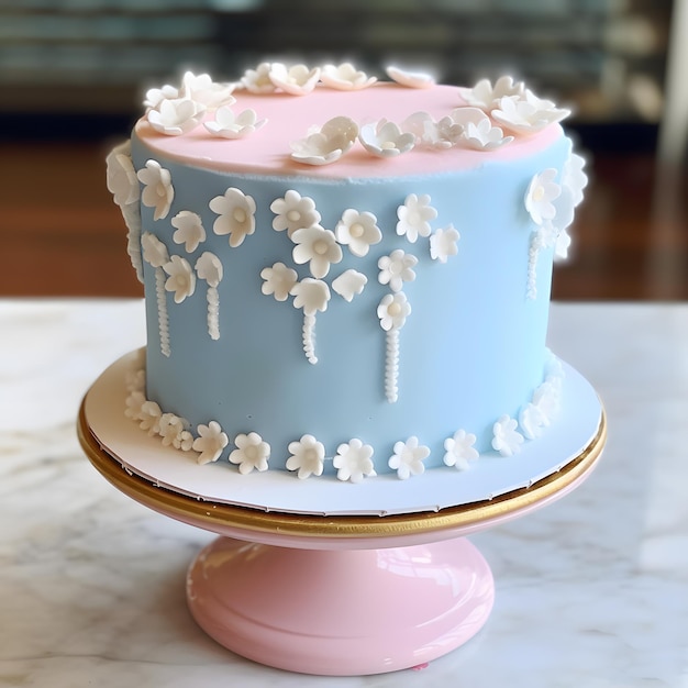 pastel de cumpleaños 3d para niño celebración de fiesta de bebé delicioso pastel horneado comida sabrosa con pon