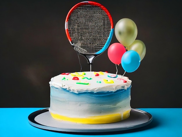 pastel de cumpleaños bádminton raqueta balón de gimnasio 29 años imagen descargar