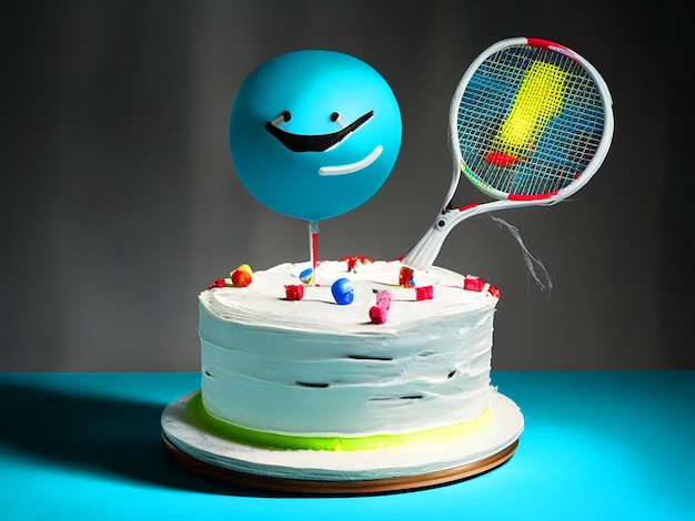 pastel de cumpleaños bádminton raqueta balón de gimnasio 29 años imagen descargar