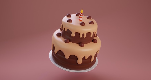 pastel de cumpleaños de chocolate con vela