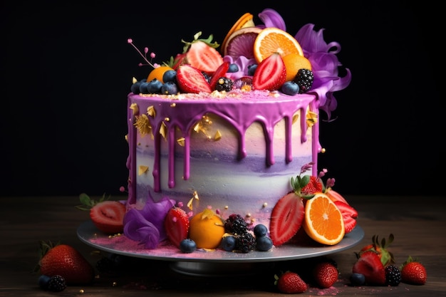 pastel de cumpleaños colorido pastel dulce postre