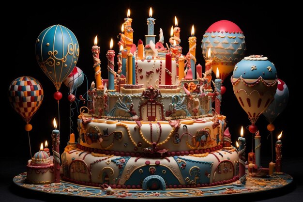 Foto pastel de cumpleaños espectacular un asunto festivo