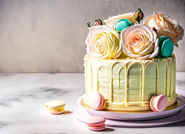 pastel de cumpleaños en el fondo de la fiesta