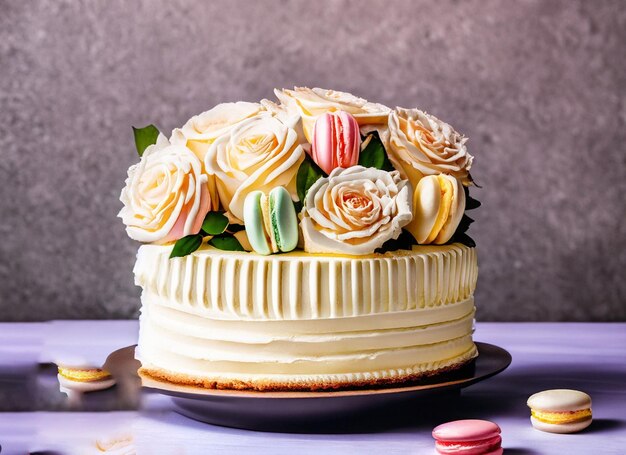 pastel de cumpleaños en el fondo de la fiesta