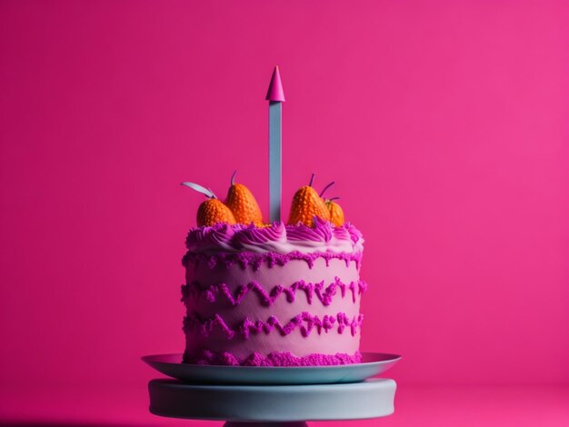 Foto pastel de cumpleaños con fondo rosa