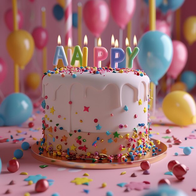 un pastel de cumpleaños con la palabra feliz en él