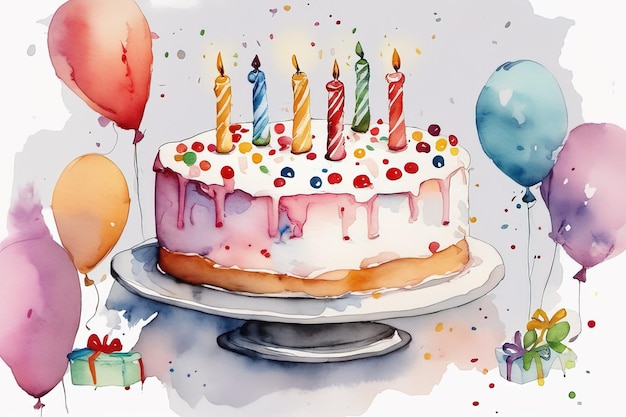 Un pastel de cumpleaños con las palabras cumpleaños en él