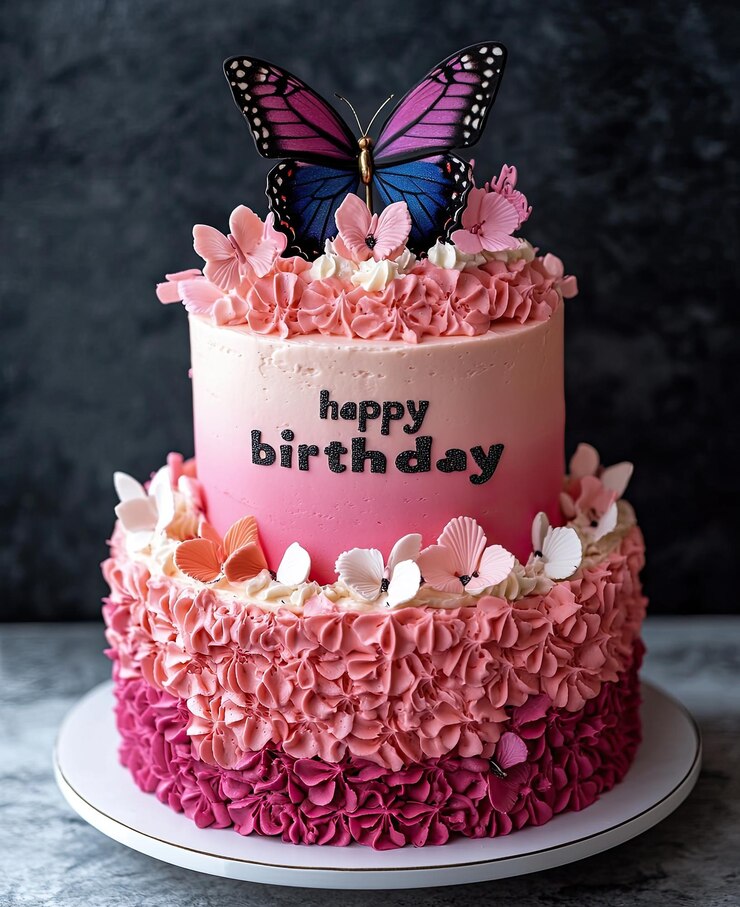 un pastel de cumpleaños con las palabras feliz cumpleaños en él