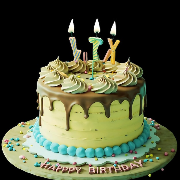 un pastel de cumpleaños con las palabras feliz cumpleaños en él